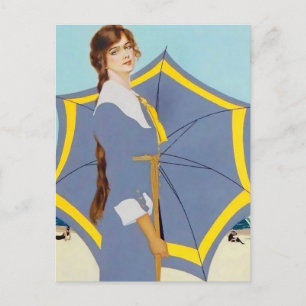 Postal C Coles Phillips “Sombrilla de playa” Fadeaway Gir