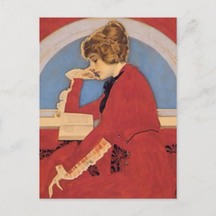 Postal C Coles Phillips “Un buen libro” Fadeaway Girl