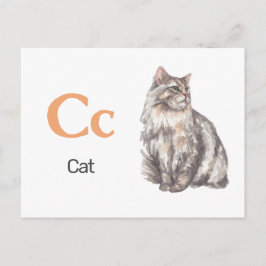 Postal C es para Cat - Alphabet Flash Card