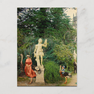 Postal Cabalgando avestruces en A Regaleira (Portugal)