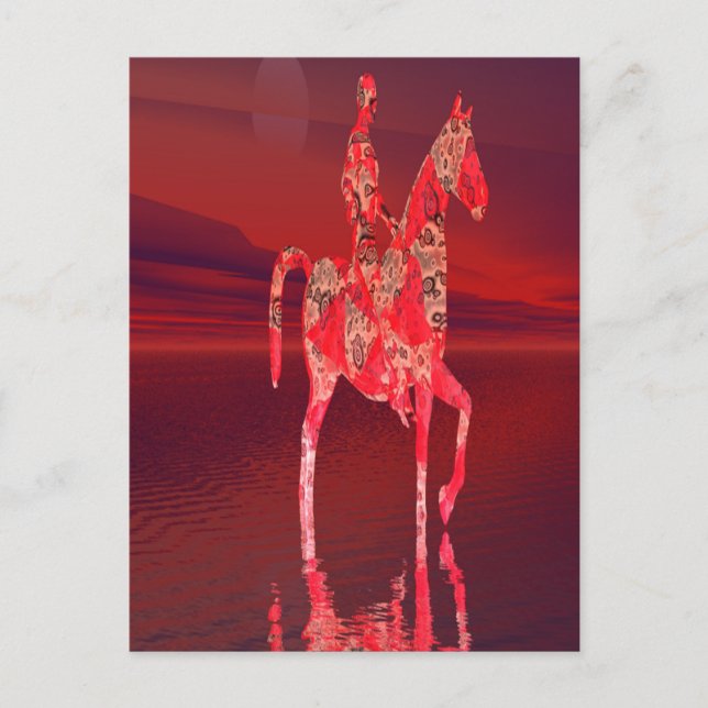 Postal Cabalgar al anochecer (Anverso)