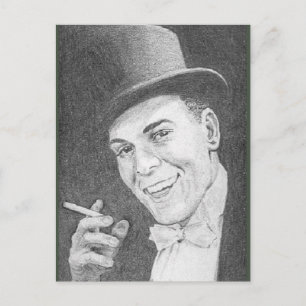 Postal Caballero con cigarrillo dibujado en lápiz en 2004
