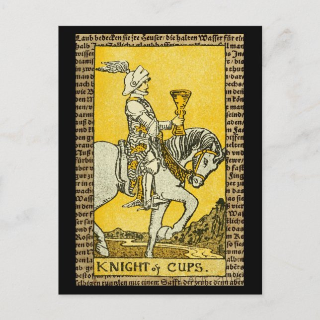 Postal Caballero de Copas Tarot (Anverso)
