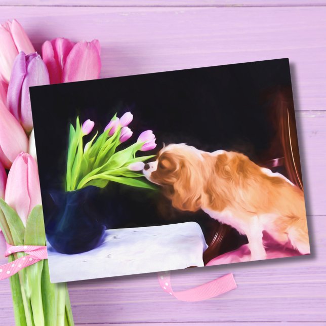 Postal Caballero dulce Rey Carlos y Tulipanes Rosados (Subido por el creador)