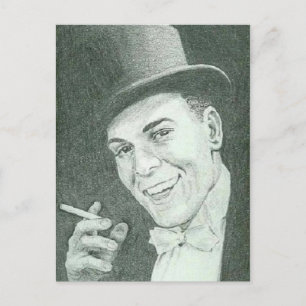 Postal Caballero en el cigarrillo de humo del sombrero su