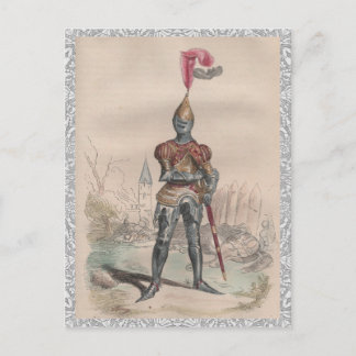Postal Caballero francés con armadura de placas completa