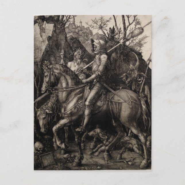 Postal Caballero, muerte y el diablo de Albrecht Durer (Anverso)