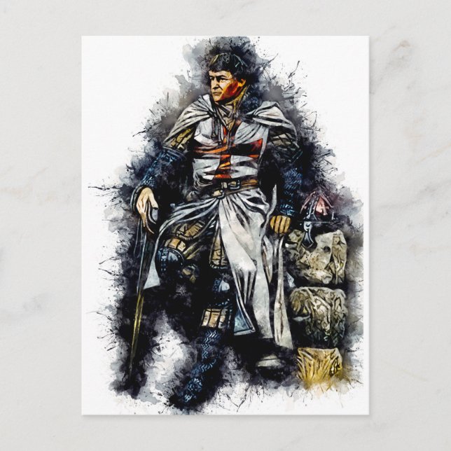 Postal Caballero Templario / El cruzado / El arte acuarel (Anverso)