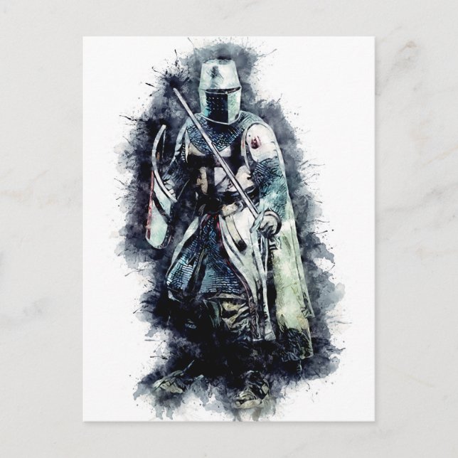 Postal Caballero Templario El guerrero heroico cruzado (Anverso)