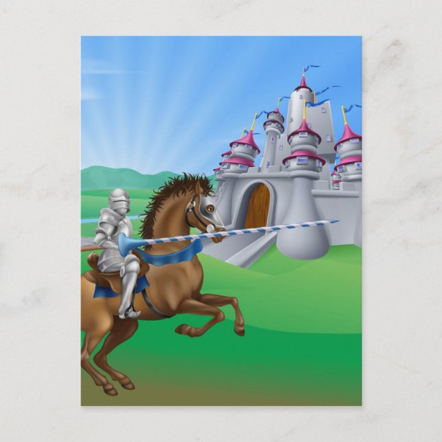 Postal Caballero y castillo (Anverso)