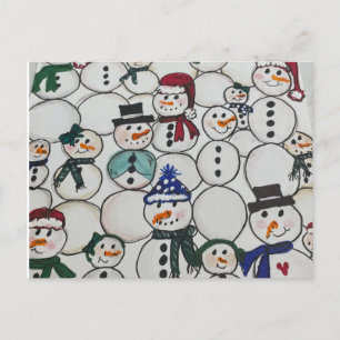 Postal Caballeros de la nieve con adorno de ornamento man