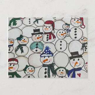 Postal Caballeros de la nieve con adorno de ornamento man