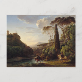 Postal Caballeros en el paisaje italiano: arte vintage de