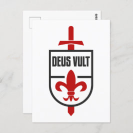 Postal Caballeros Templarios cruzados DEUS VULT Dios lo q