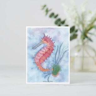 Postal Caballito de mar rosa pequeño