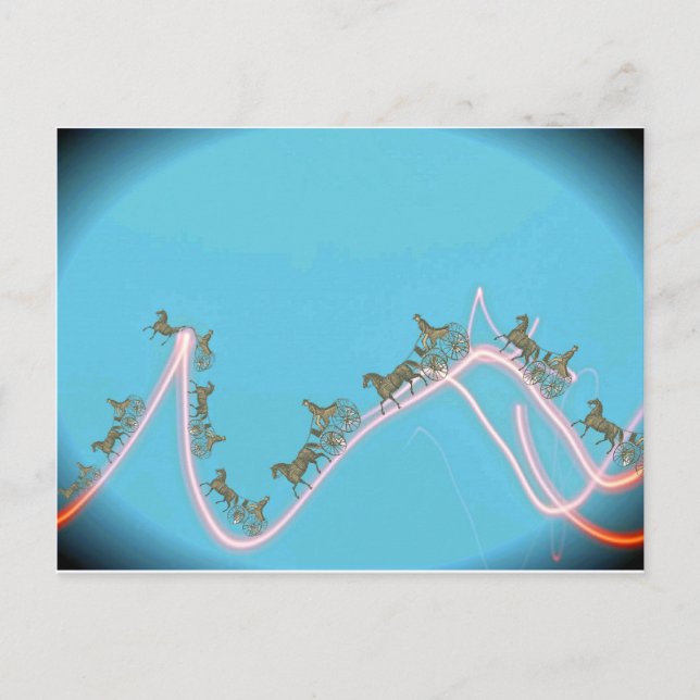 Postal Caballo antiguo y buggy 1870 Fantasy Trip on Neon (Anverso)
