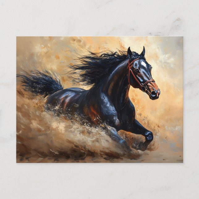 Postal Caballo Arábigo Galopando (Anverso)