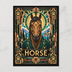 Postal Caballo, Arte Deco Fauna