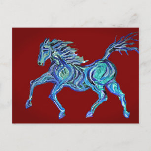 Postal Caballo azul pintado