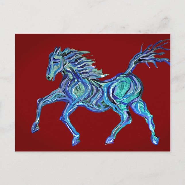 Postal Caballo azul pintado (Anverso)