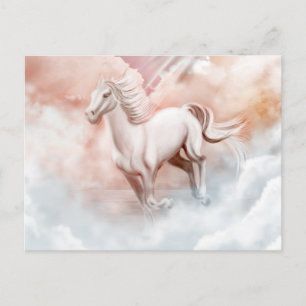 Postal Caballo Blanco Corriendo Por Las Nubes