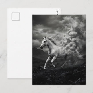 Postal Caballo blanco disolviéndose en nubes