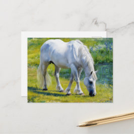 Postal Caballo blanco lindo, estilo Claude Monet