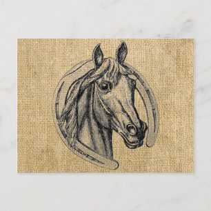 Postal Caballo Cameo en Burlap