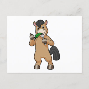 Postal Caballo comiendo vegan