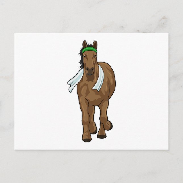 Postal Caballo como corredora con toalla (Anverso)