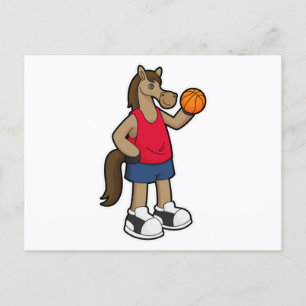 Postal Caballo como jugador de baloncesto con baloncesto