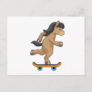 Postal Caballo como patinador con monopatín