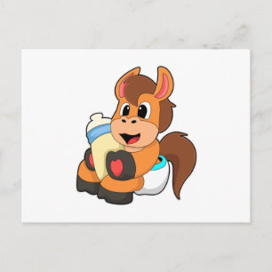 Postal Caballo con biberón