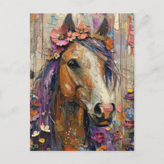 Postal Caballo Con Flores