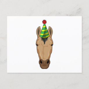 Postal Caballo con sombrero de fiesta