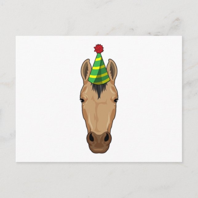 Postal Caballo con sombrero de fiesta (Anverso)