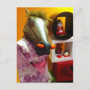 Postal Caballo Con Un Kimono