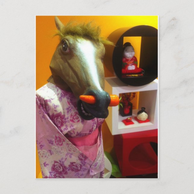 Postal Caballo Con Un Kimono (Anverso)