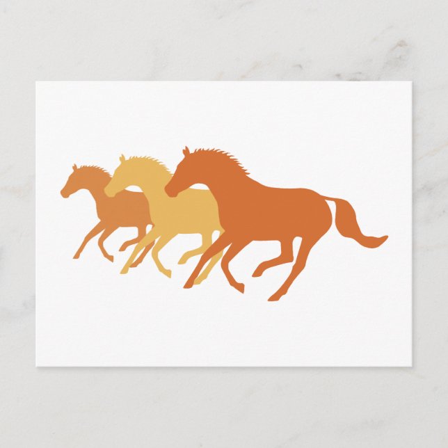 Postal Caballo Corriendo (Naranja) (Anverso)