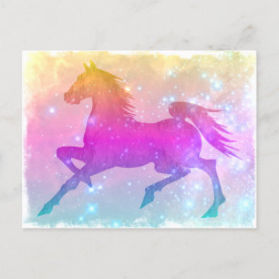 Postal Caballo Cósmico Colorido Estrellas