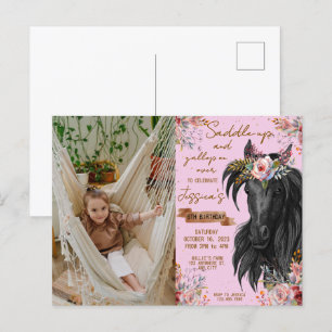 Postal Caballo de acuarela cumpleaños vaquera