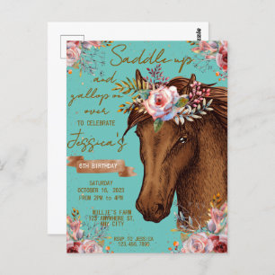 Postal Caballo de agua fiesta de cumpleaños