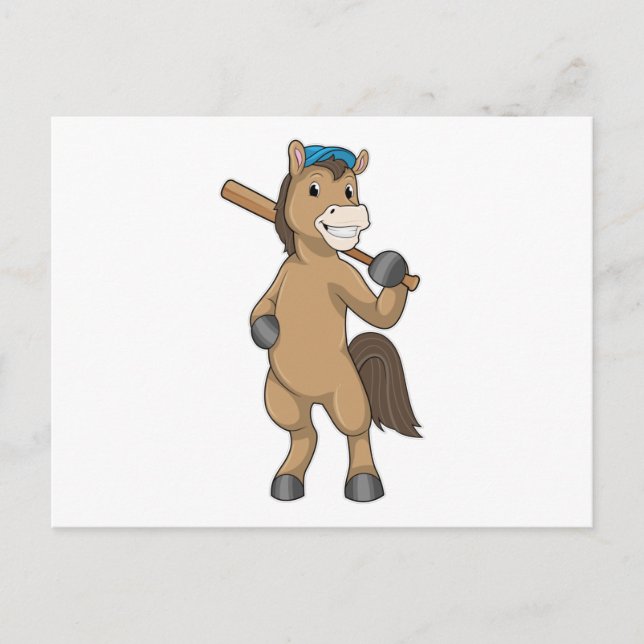Postal Caballo de béisbol con bate de béisbol (Anverso)