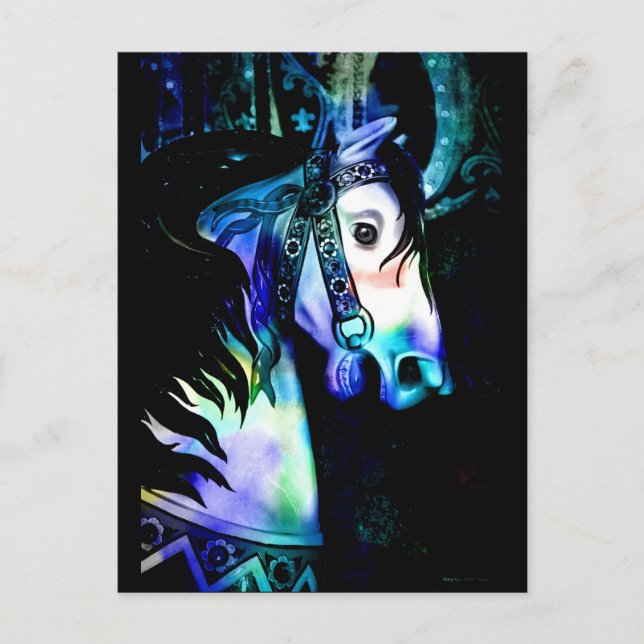 Postal Caballo de carrusel de colores de Guay (Anverso)