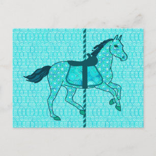 Postal Caballo de Carrusel - Turquesa y Aqua