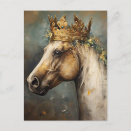 Postal Caballo de cuento de hadas en una corona