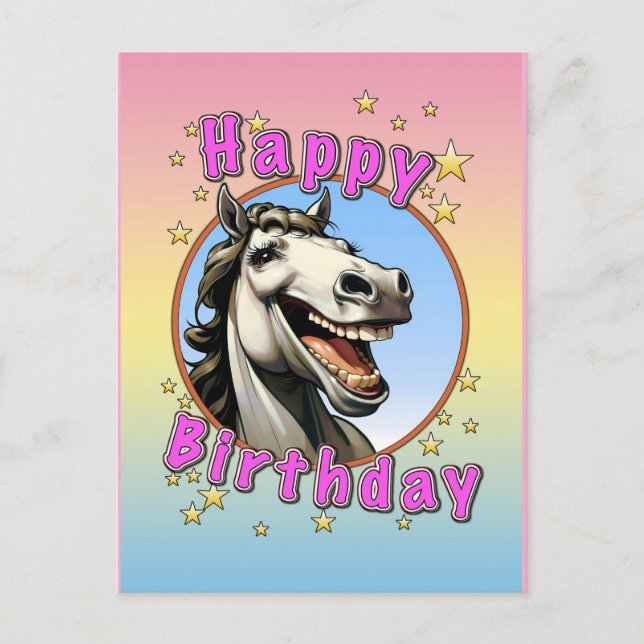 Postal caballo de cumpleaños feliz (Anverso)