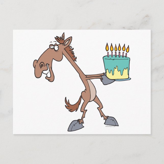 Postal caballo de cumpleaños tonto con personalizado de t (Anverso)