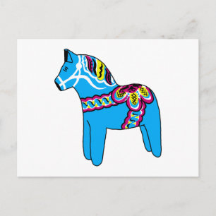 Postal Caballo de Dala Azul