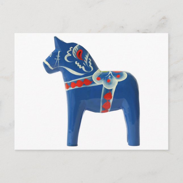 Postal Caballo de dala azul sueco (Anverso)